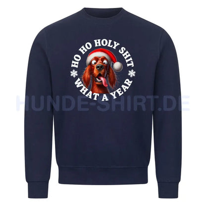 Premium Sweatshirt "Irish Setter - HO HO..." Navy Blue – hunde-shirt.de