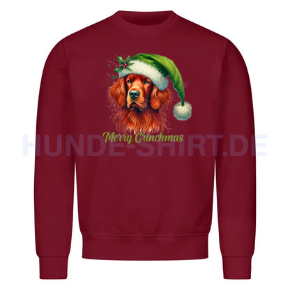 Premium Sweatshirt "Irish Setter - Merry Grinchmas" Burgunder – hunde-shirt.de