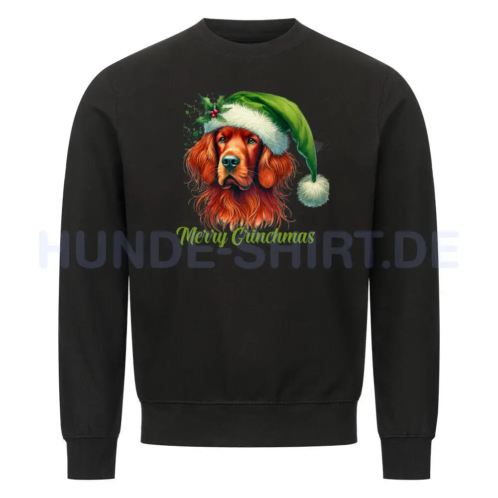 Premium Sweatshirt "Irish Setter - Merry Grinchmas" Schwarz – hunde-shirt.de