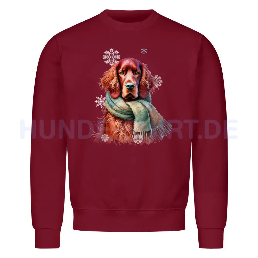 Premium Sweatshirt "Irish Setter Winter" Burgunder – hunde-shirt.de