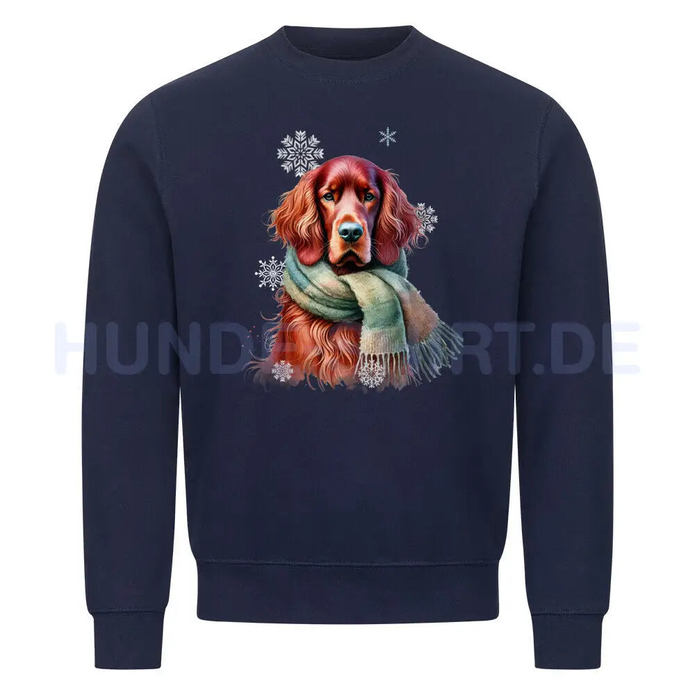 Premium Sweatshirt "Irish Setter Winter" Navy Blue – hunde-shirt.de