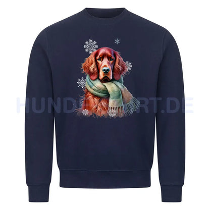 Premium Sweatshirt "Irish Setter Winter" Navy Blue – hunde-shirt.de