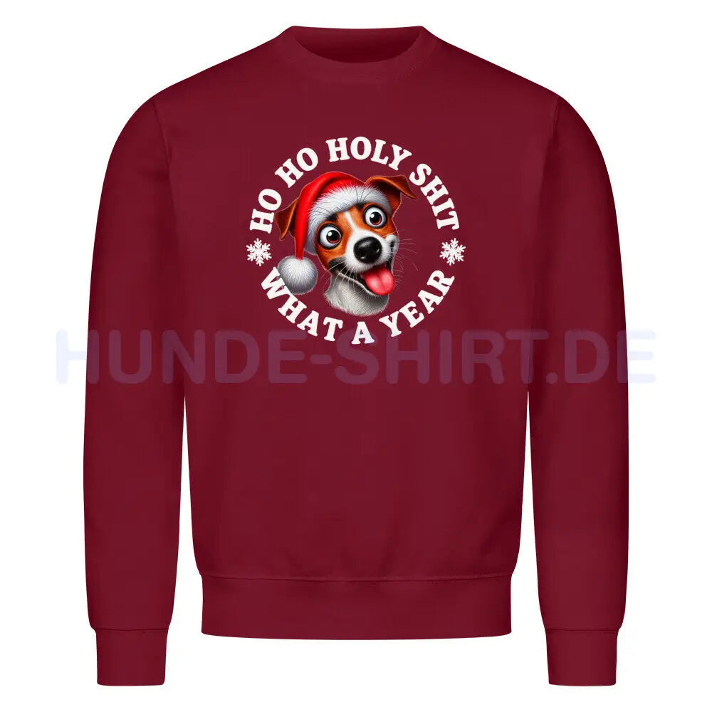 Premium Sweatshirt "Jack Russell Terrier - HO HO..." Burgunder – hunde-shirt.de