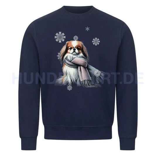 Premium Sweatshirt "Japanese Chin Winter" Navy Blue – hunde-shirt.de