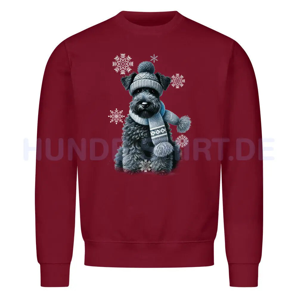 Premium Sweatshirt "Kerry Blue Terrier Winter" Burgunder – hunde-shirt.de