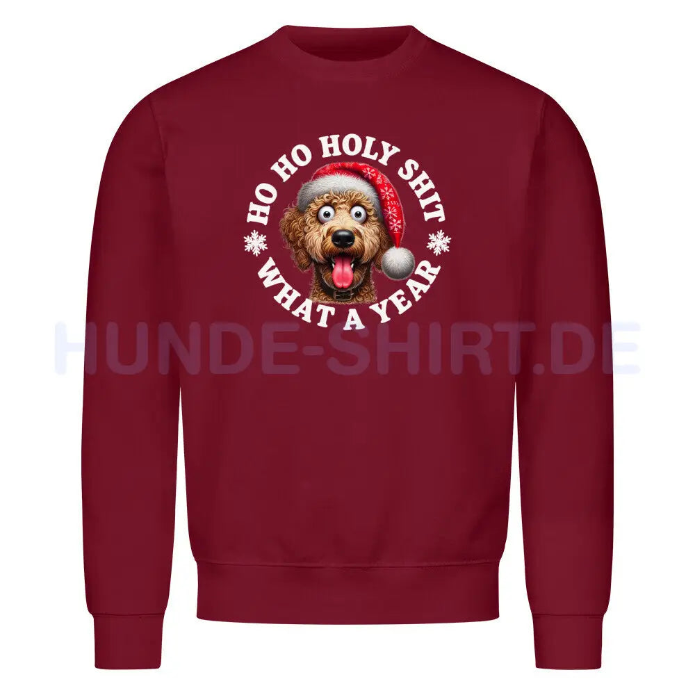 Premium Sweatshirt "Labradoodle - HO HO..." Burgunder – hunde-shirt.de