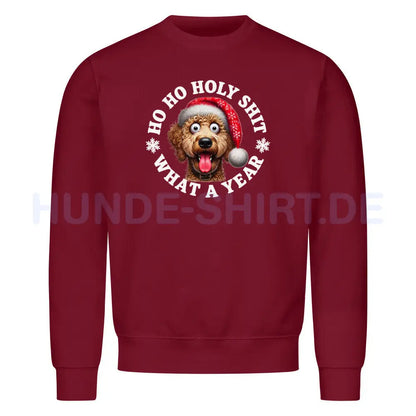 Premium Sweatshirt "Labradoodle - HO HO..." Burgunder – hunde-shirt.de