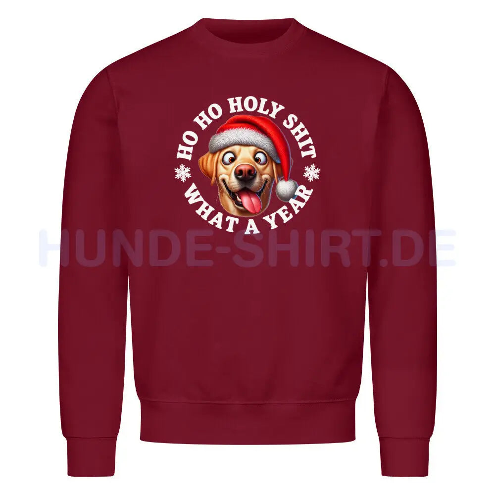 Premium Sweatshirt "Labrador ( hell ) - HO HO..." Burgunder – hunde-shirt.de