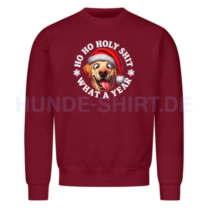 Premium Sweatshirt "Labrador ( hell ) - HO HO..." Burgunder – hunde-shirt.de