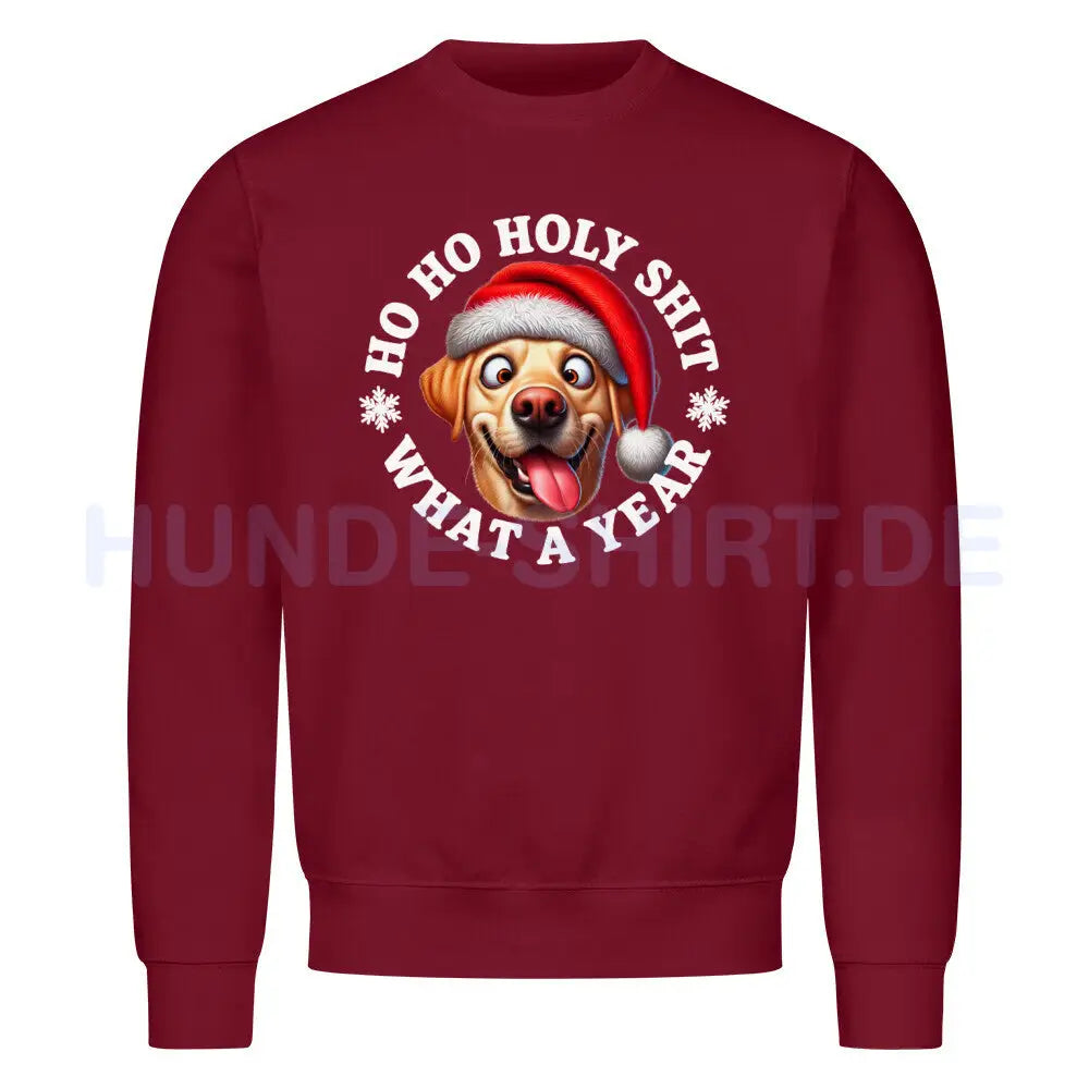 Premium Sweatshirt "Labrador ( hell ) - HO HO..." Burgunder – hunde-shirt.de