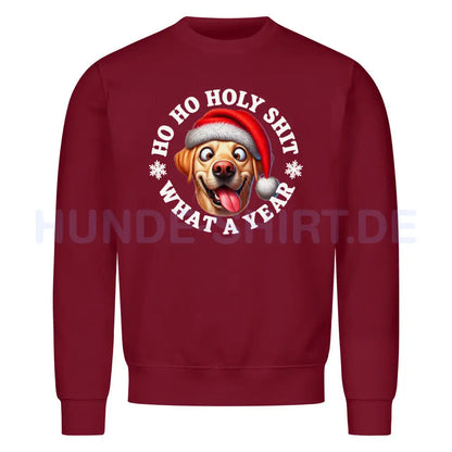 Premium Sweatshirt "Labrador ( hell ) - HO HO..." Burgunder – hunde-shirt.de