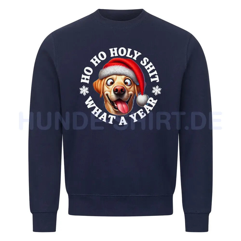 Premium Sweatshirt "Labrador ( hell ) - HO HO..." Navy Blue – hunde-shirt.de