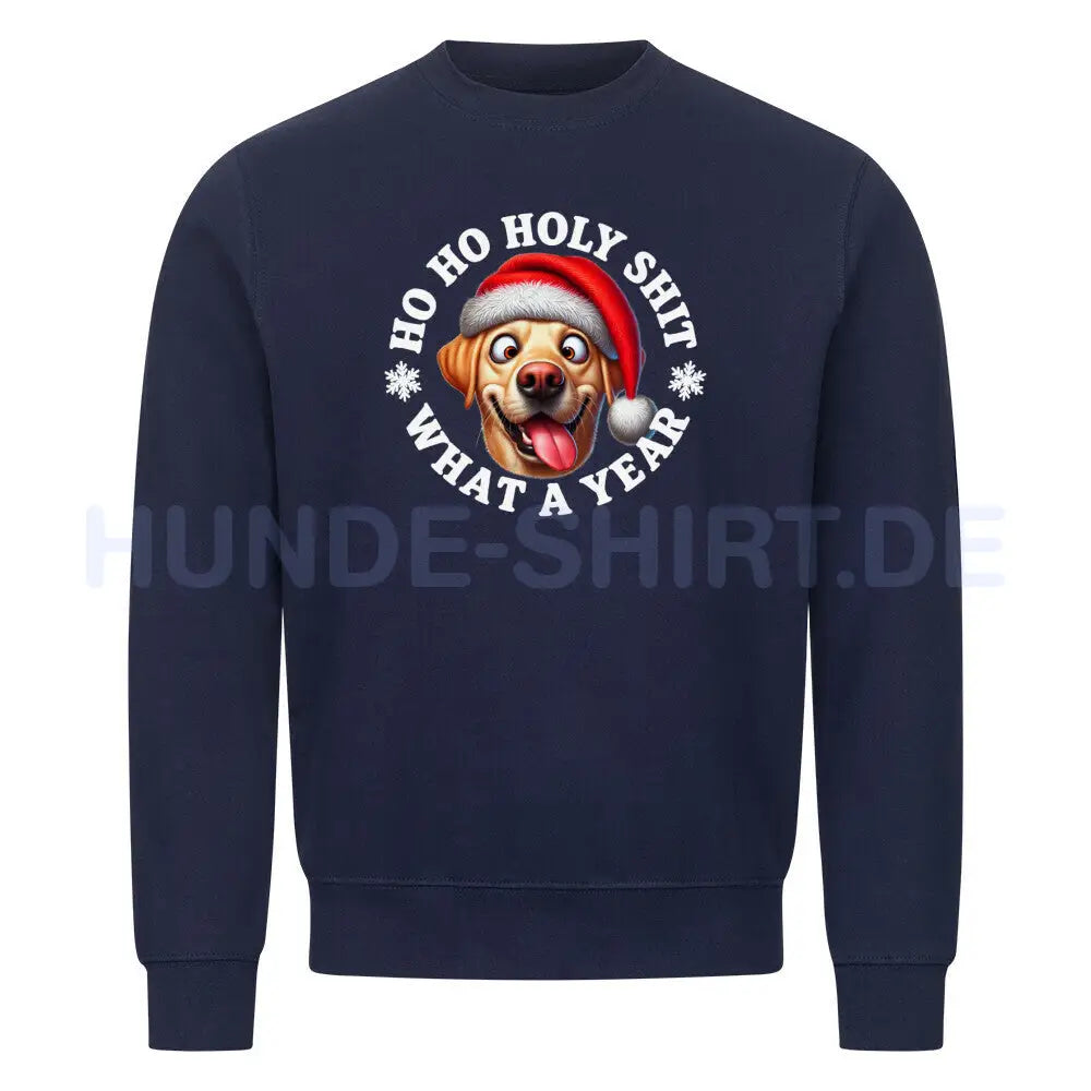 Premium Sweatshirt "Labrador ( hell ) - HO HO..." Navy Blue – hunde-shirt.de