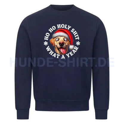 Premium Sweatshirt "Labrador ( hell ) - HO HO..." Navy Blue – hunde-shirt.de