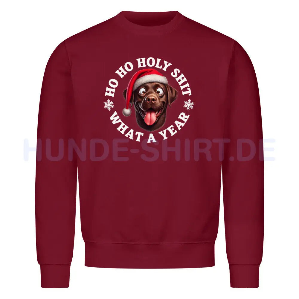 Premium Sweatshirt "Labrador -HO HO..." Burgunder – hunde-shirt.de