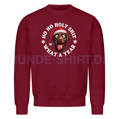 Premium Sweatshirt "Labrador -HO HO..." Burgunder – hunde-shirt.de