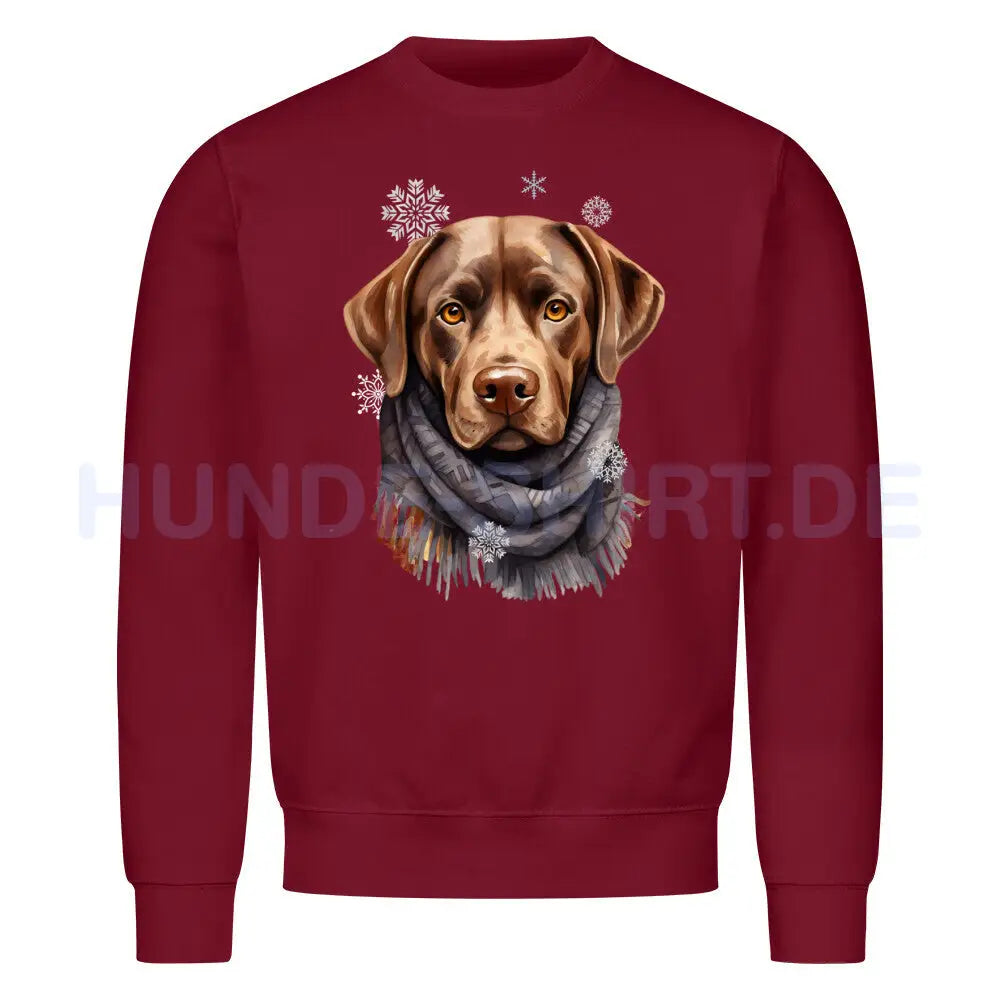 Premium Sweatshirt "Labrador Winter braun" Burgunder – hunde-shirt.de