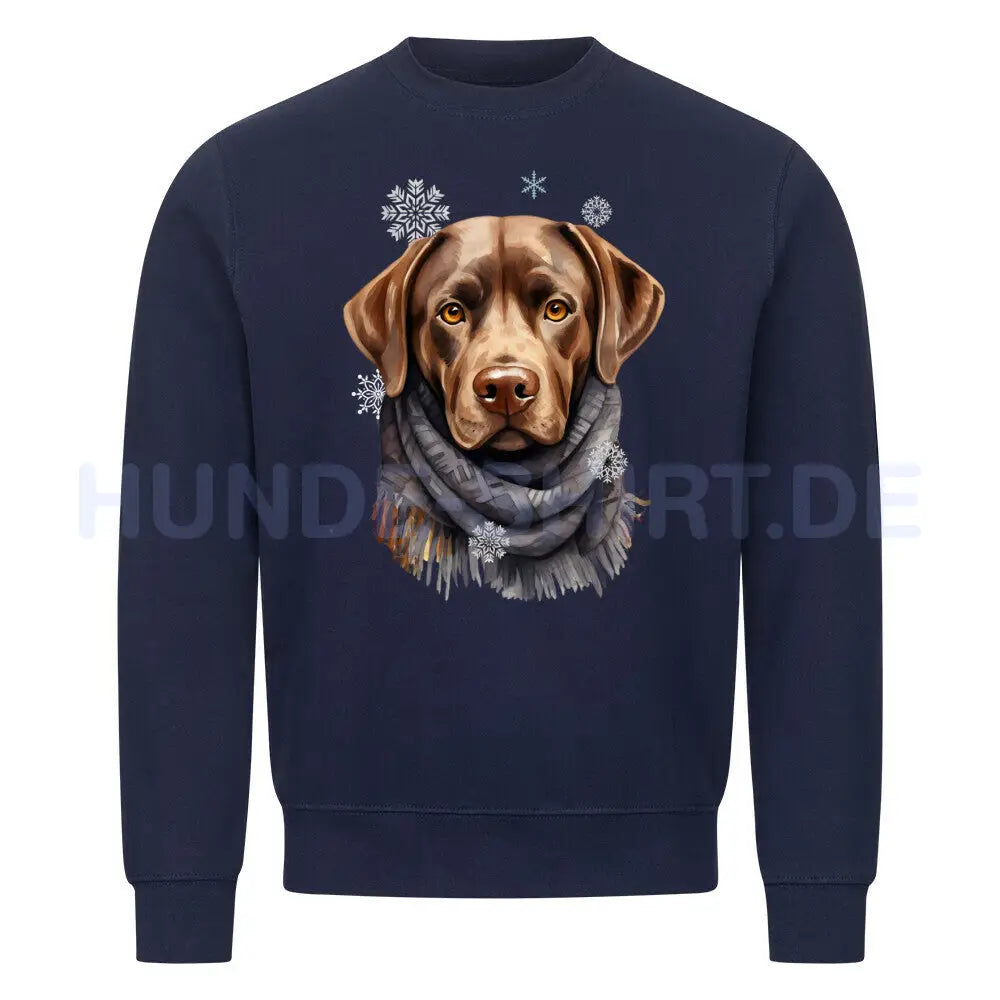 Premium Sweatshirt "Labrador Winter braun" Navy Blue – hunde-shirt.de