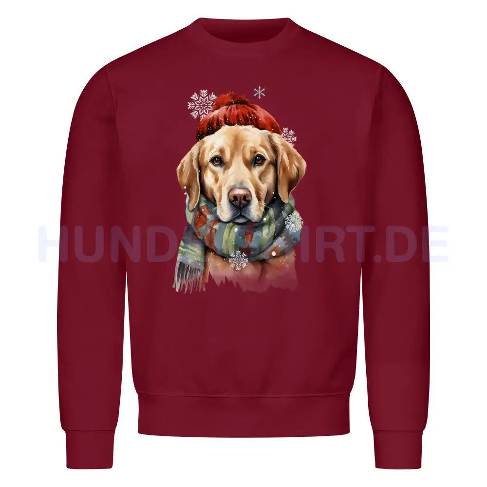 Premium Sweatshirt "Labrador Winter hell" Burgunder – hunde-shirt.de