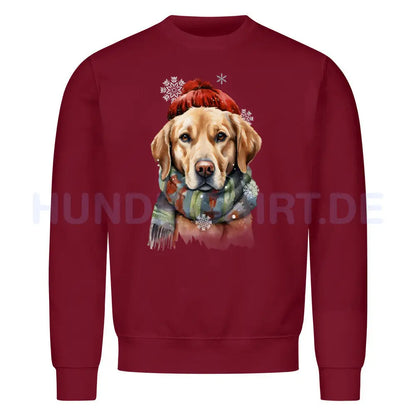 Premium Sweatshirt "Labrador Winter hell" Burgunder – hunde-shirt.de