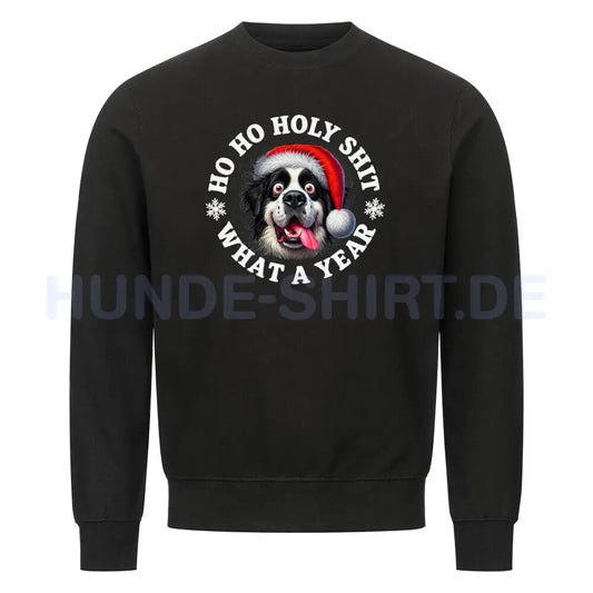 Premium Sweatshirt "Landseer - HO HO..." Schwarz – hunde-shirt.de