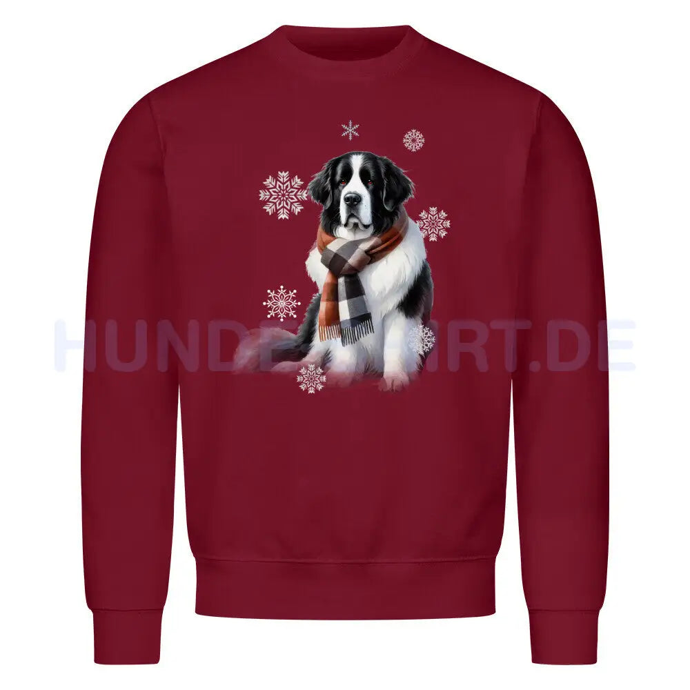 Premium Sweatshirt "Landseer Winter" Burgunder – hunde-shirt.de