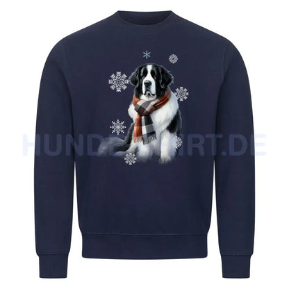 Premium Sweatshirt "Landseer Winter" Navy Blue – hunde-shirt.de