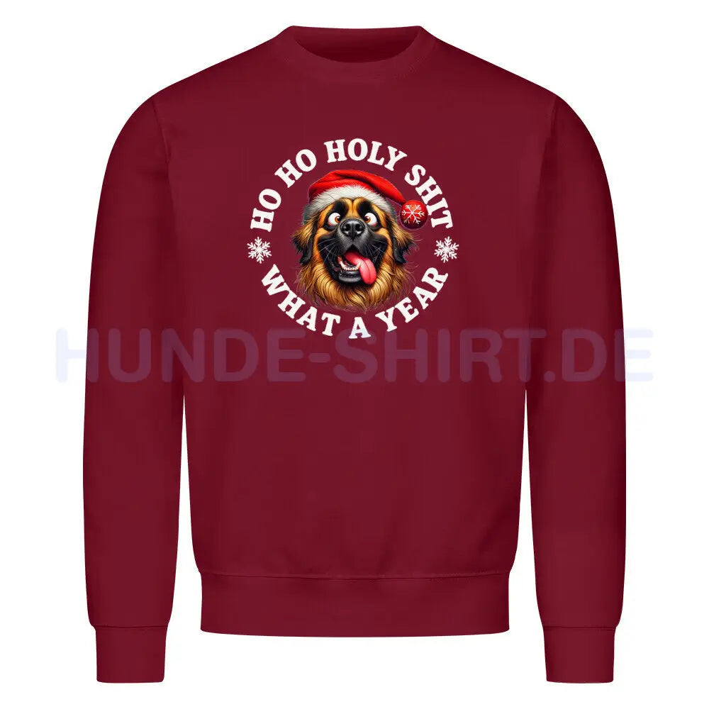 Premium Sweatshirt "Leonberger - HO HO..." Burgunder – hunde-shirt.de