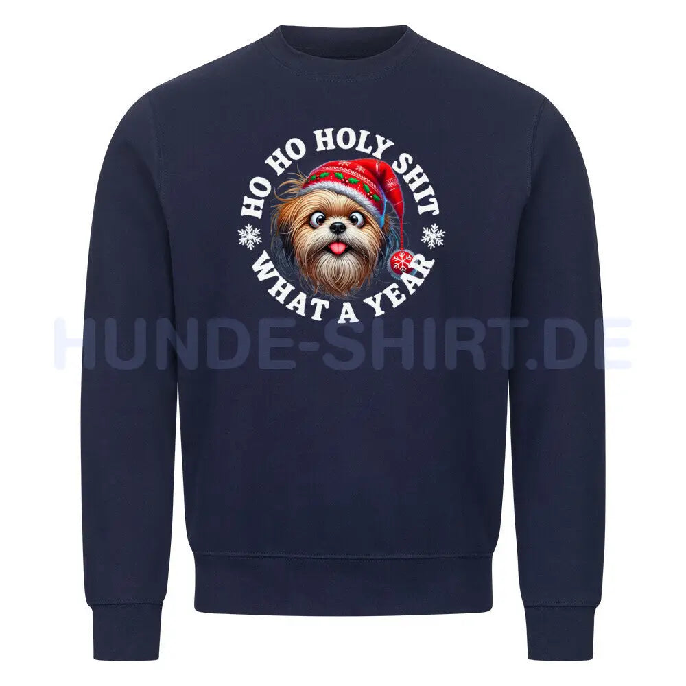 Premium Sweatshirt "Lhasa Apso - HO HO..." Navy Blue – hunde-shirt.de