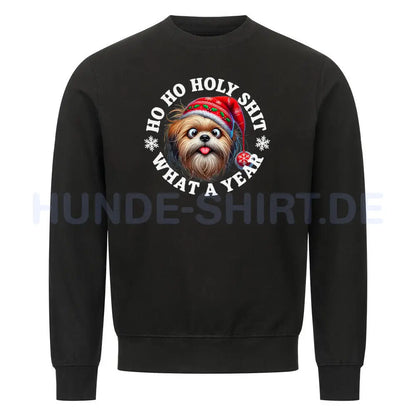 Premium Sweatshirt "Lhasa Apso - HO HO..." Schwarz – hunde-shirt.de