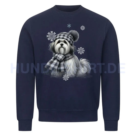 Premium Sweatshirt "Lhasa Apso Winter" Navy Blue – hunde-shirt.de