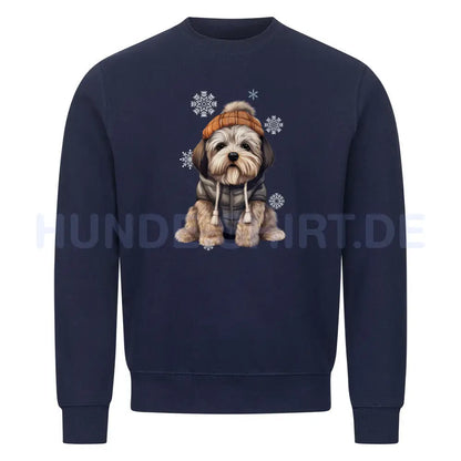 Premium Sweatshirt "Lhasa Apso - Winterbub" Navy Blue – hunde-shirt.de