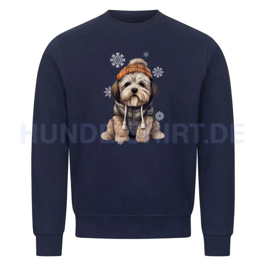 Premium Sweatshirt "Lhasa Apso - Winterbub" Navy Blue – hunde-shirt.de