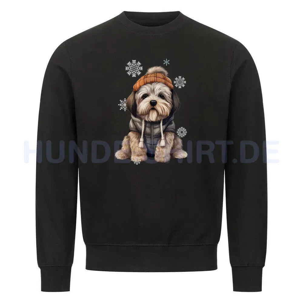 Premium Sweatshirt "Lhasa Apso - Winterbub" Schwarz – hunde-shirt.de