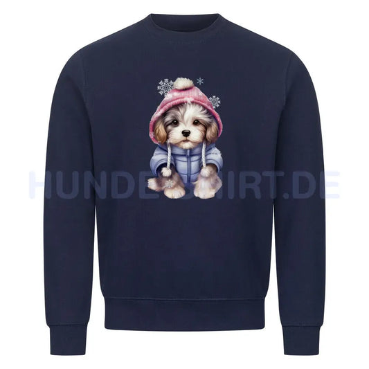 Premium Sweatshirt "Lhasa Apso - Wintermädchen" Navy Blue – hunde-shirt.de