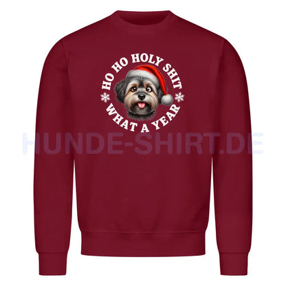 Premium Sweatshirt "Löwchen - HO HO..." Burgunder – hunde-shirt.de