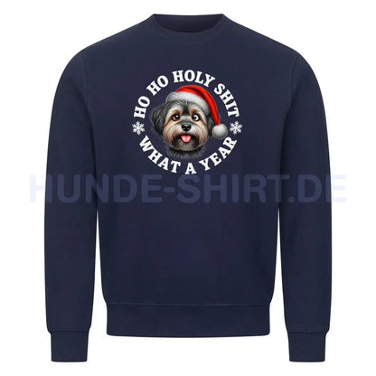 Premium Sweatshirt "Löwchen - HO HO..." Navy Blue – hunde-shirt.de