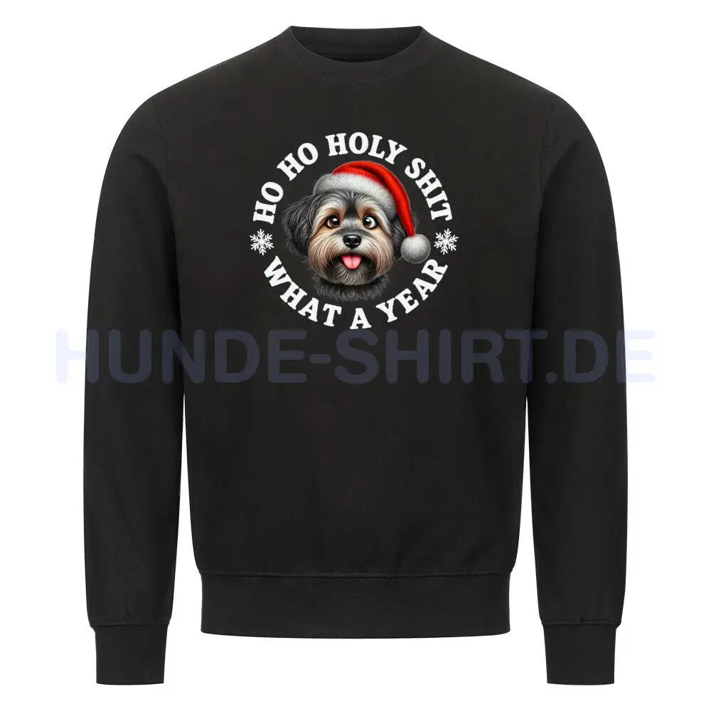 Premium Sweatshirt "Löwchen - HO HO..." Schwarz – hunde-shirt.de