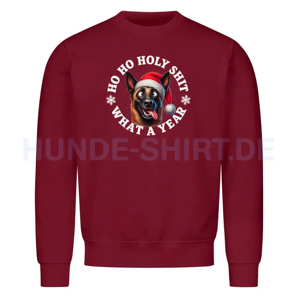 Premium Sweatshirt "Malinois - HO HO..." Burgunder – hunde-shirt.de