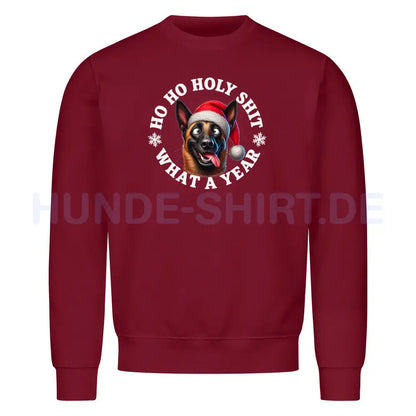 Premium Sweatshirt "Malinois - HO HO..." Burgunder – hunde-shirt.de