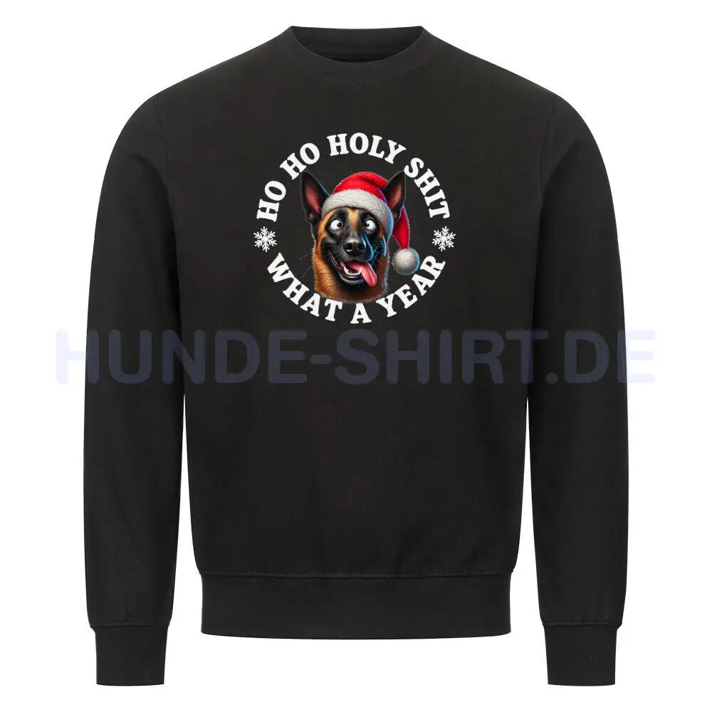 Premium Sweatshirt "Malinois - HO HO..." Schwarz – hunde-shirt.de