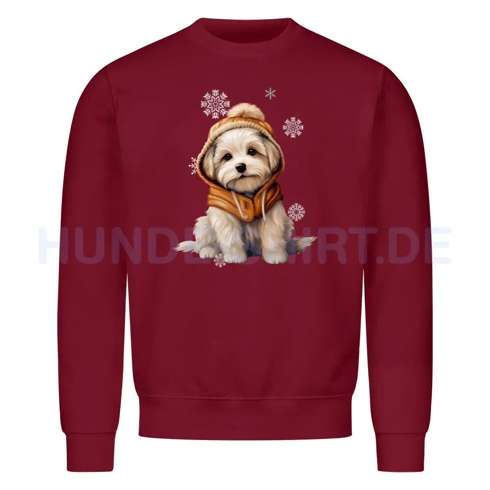 Premium Sweatshirt "Malteser - Frosty" Burgunder – hunde-shirt.de