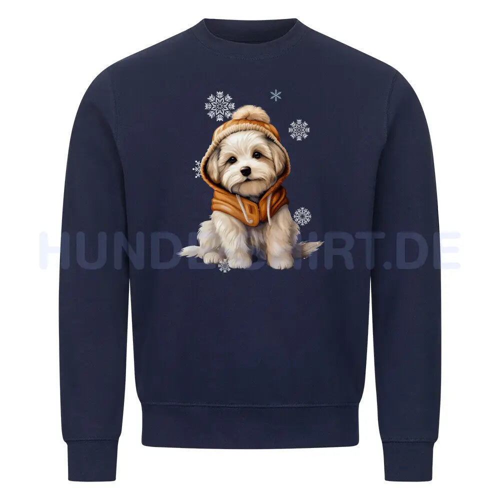 Premium Sweatshirt "Malteser - Frosty" Navy Blue – hunde-shirt.de