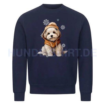 Premium Sweatshirt "Malteser - Frosty" Navy Blue – hunde-shirt.de