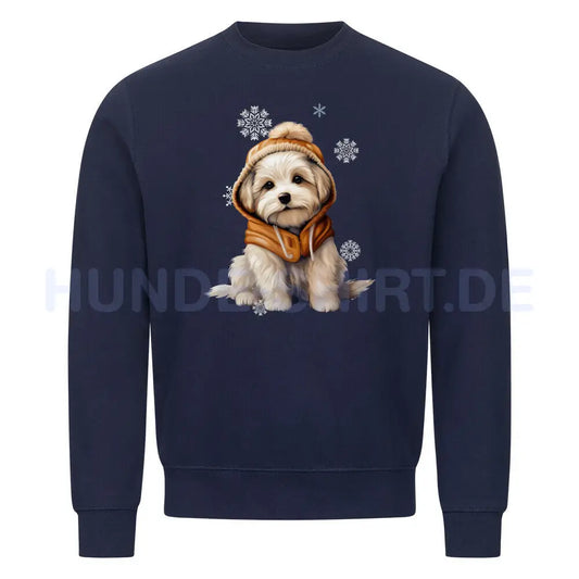 Premium Sweatshirt "Malteser - Frosty" Navy Blue – hunde-shirt.de