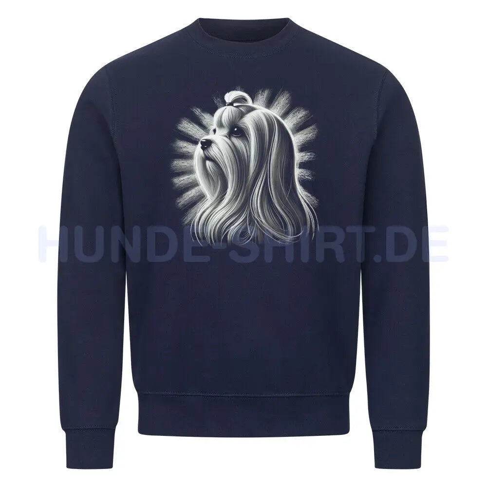 Premium Sweatshirt "Malteser Langhaar - Shine" Navy Blue – hunde-shirt.de