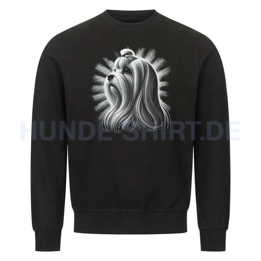 Premium Sweatshirt "Malteser Langhaar - Shine" Schwarz – hunde-shirt.de