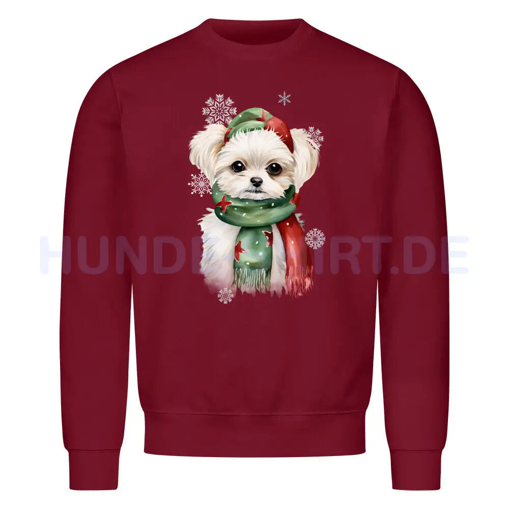 Premium Sweatshirt "Malteser Winter" Burgunder – hunde-shirt.de