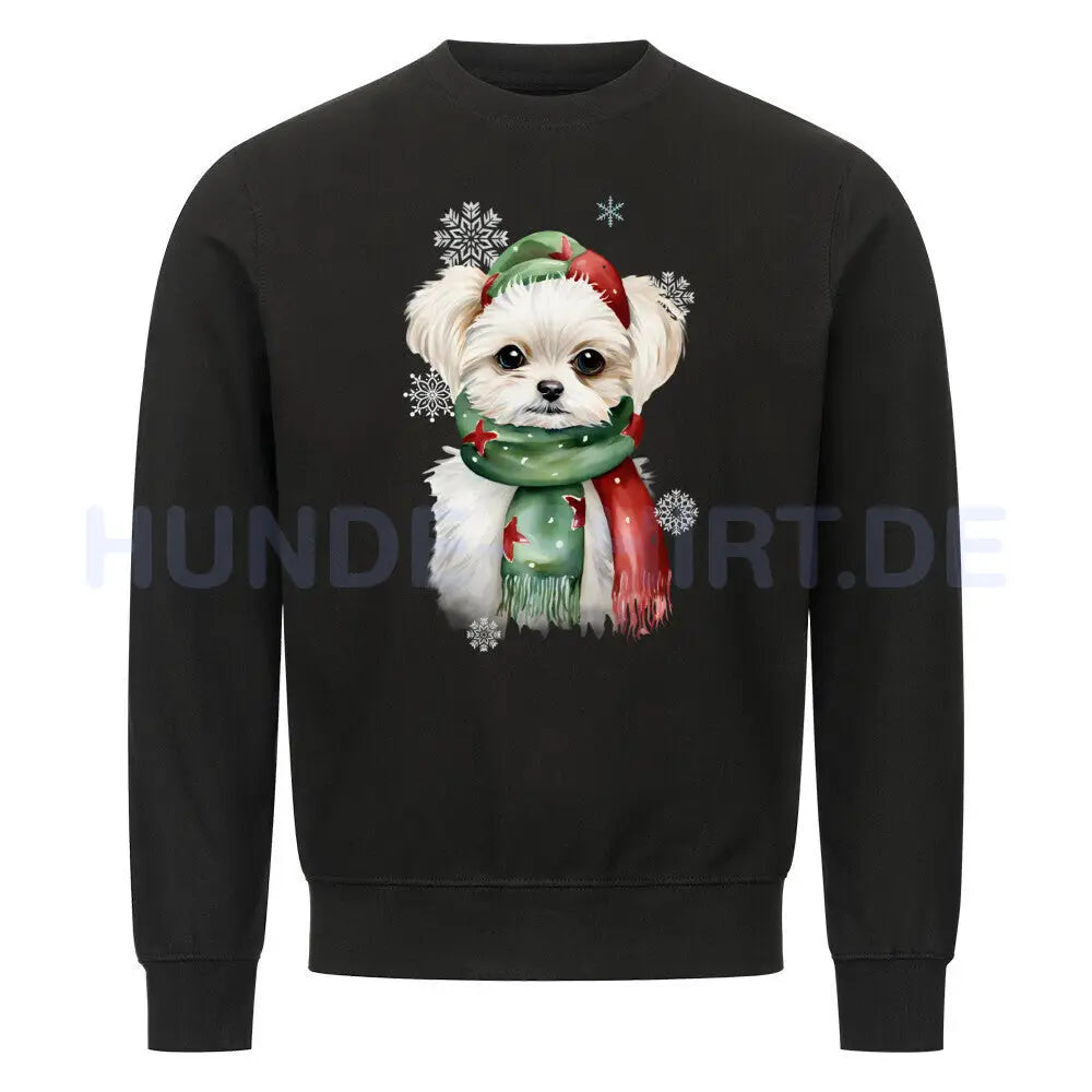 Premium Sweatshirt "Malteser Winter" Schwarz – hunde-shirt.de