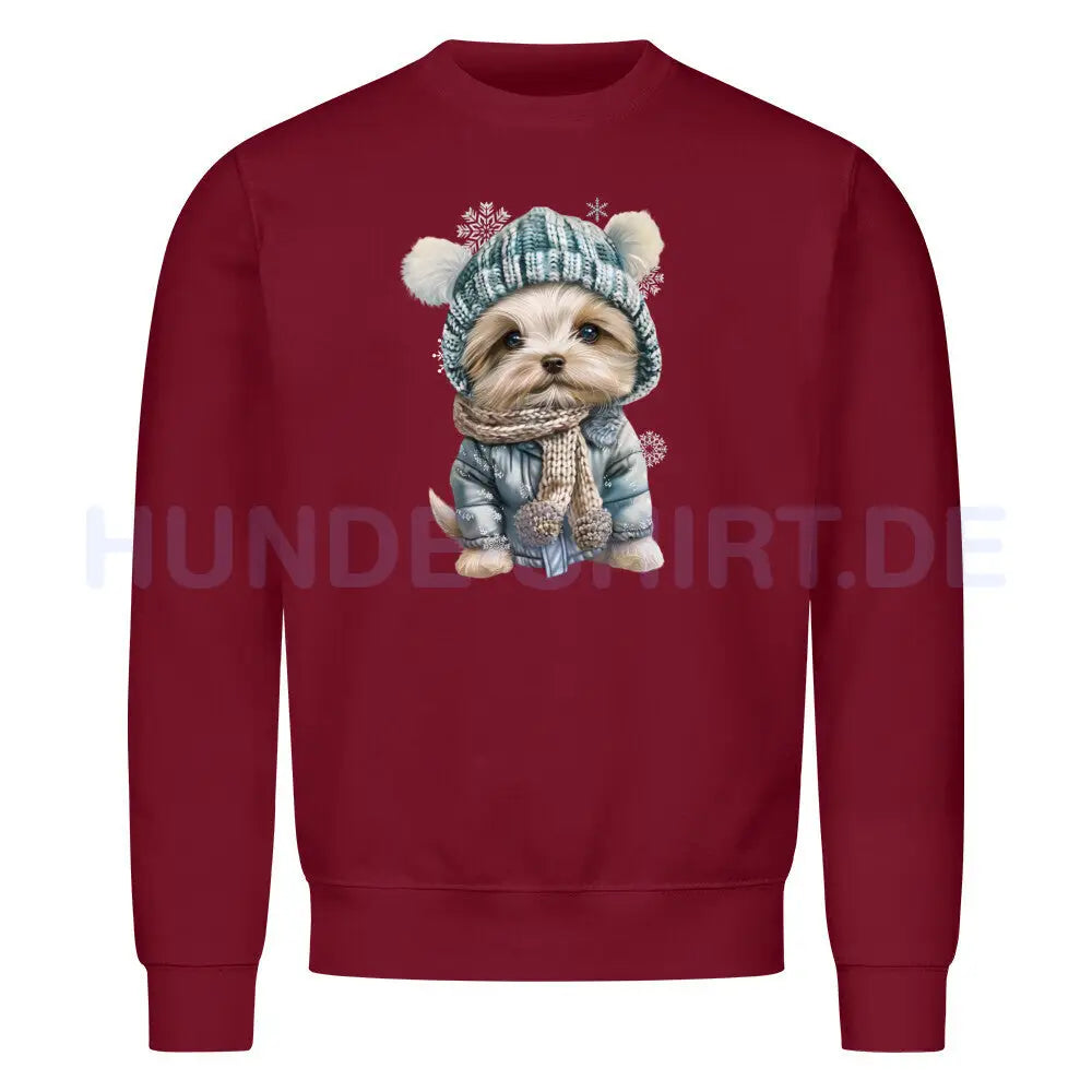 Premium Sweatshirt "Maltipoo - Winter" Burgunder – hunde-shirt.de